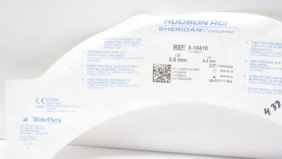 Teleflex 5-10410 Hudson RCI Sheridan Uncuffed Tracheal Tube 5.0 ID x 6.8mm OD(x)